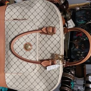 Rioni italian beige mono leather satchel crossbody